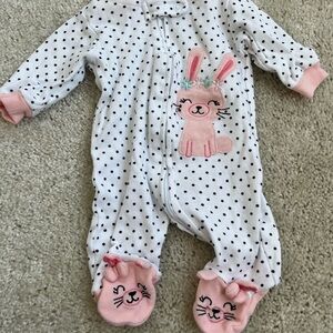 Koala Kids White and Pink Bunny Footies One Piece